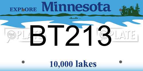 BT213 Minnesota License Plate