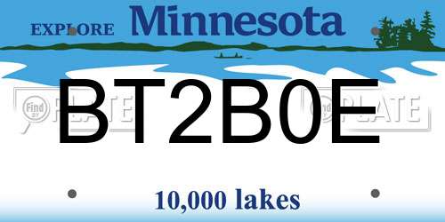 BT2B0E Minnesota License Plate
