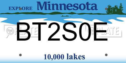 BT2S0E Minnesota License Plate