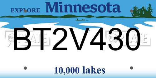 BT2V430 Minnesota License Plate