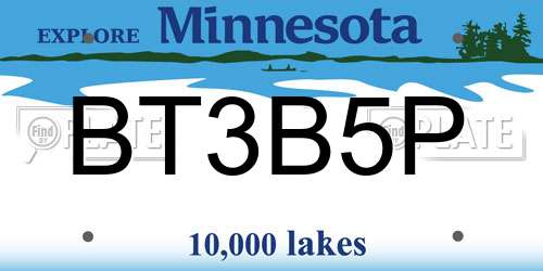 BT3B5P Minnesota License Plate