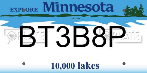 BT3B8P Minnesota License Plate