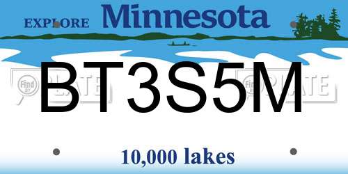 BT3S5M Minnesota License Plate