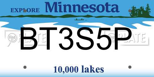 BT3S5P Minnesota License Plate