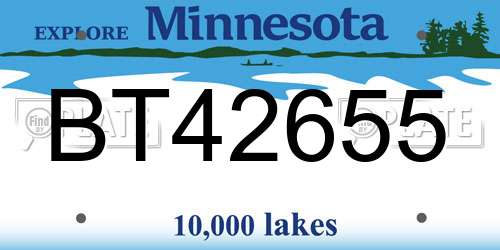 BT42655 Minnesota License Plate