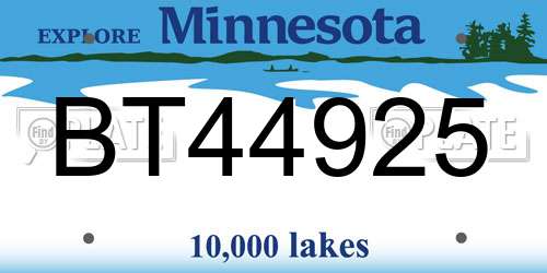 BT44925 Minnesota License Plate