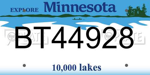 BT44928 Minnesota License Plate