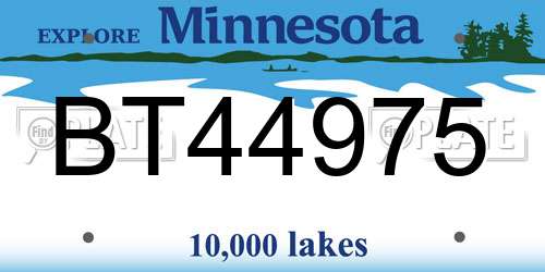 BT44975 Minnesota License Plate