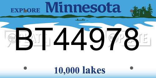BT44978 Minnesota License Plate