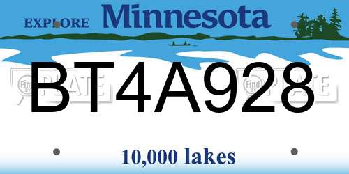 BT4A928 Minnesota License Plate
