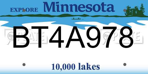 BT4A978 Minnesota License Plate