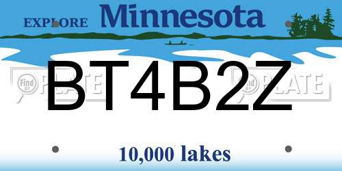 BT4B2Z Minnesota License Plate
