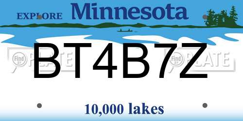 BT4B7Z Minnesota License Plate