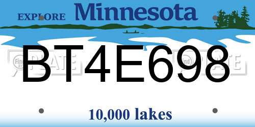 BT4E698 Minnesota License Plate