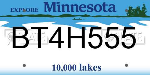 BT4H555 Minnesota License Plate
