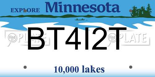 BT4I2T Minnesota License Plate