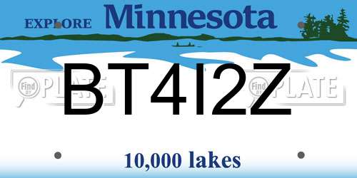 BT4I2Z Minnesota License Plate
