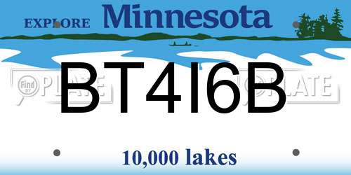 BT4I6B Minnesota License Plate