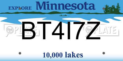 BT4I7Z Minnesota License Plate