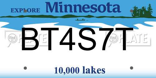 BT4S7T Minnesota License Plate