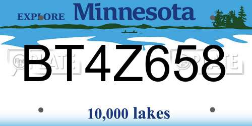 BT4Z658 Minnesota License Plate