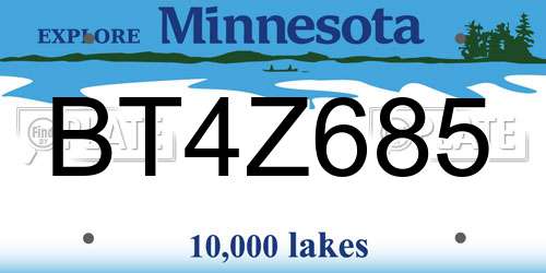 BT4Z685 Minnesota License Plate