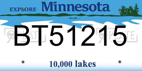 BT51215 Minnesota License Plate