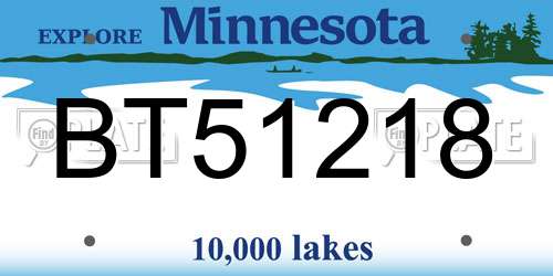BT51218 Minnesota License Plate