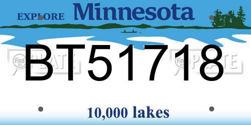 BT51718 Minnesota License Plate