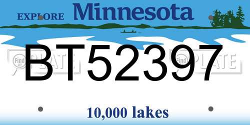 BT52397 Minnesota License Plate
