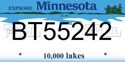 BT55242 Minnesota License Plate