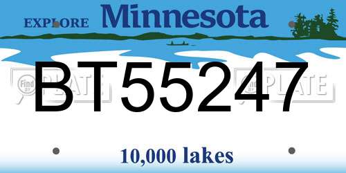 BT55247 Minnesota License Plate
