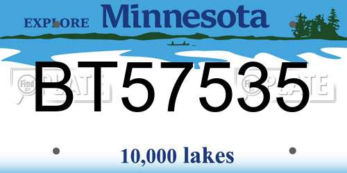 BT57535 Minnesota License Plate
