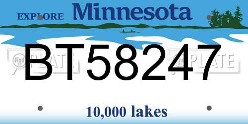 BT58247 Minnesota License Plate