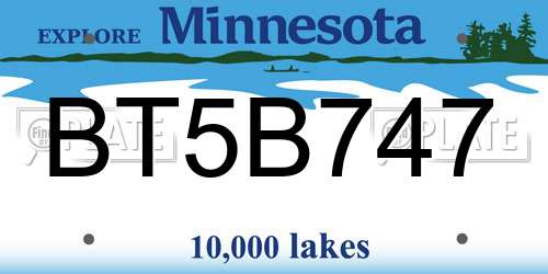 BT5B747 Minnesota License Plate