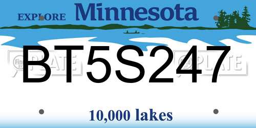 BT5S247 Minnesota License Plate