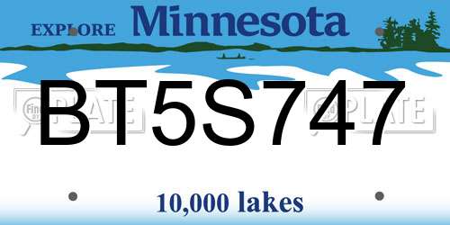 BT5S747 Minnesota License Plate