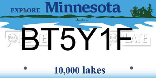 BT5Y1F Minnesota License Plate