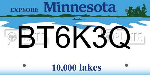 BT6K3Q Minnesota License Plate