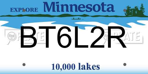 BT6L2R Minnesota License Plate