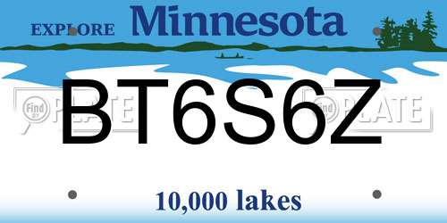 BT6S6Z Minnesota License Plate