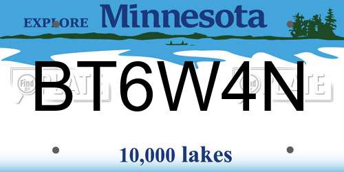 BT6W4N Minnesota License Plate