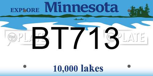 BT713 Minnesota License Plate