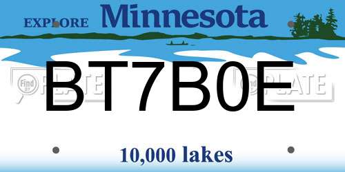 BT7B0E Minnesota License Plate