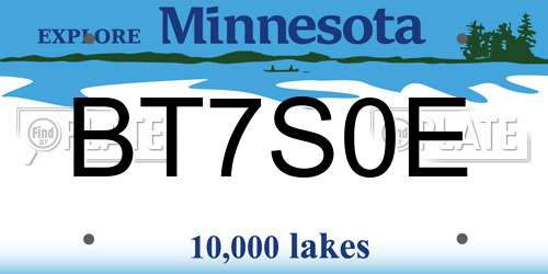BT7S0E Minnesota License Plate