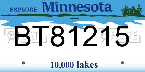 BT81215 Minnesota License Plate
