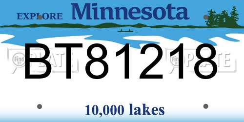 BT81218 Minnesota License Plate