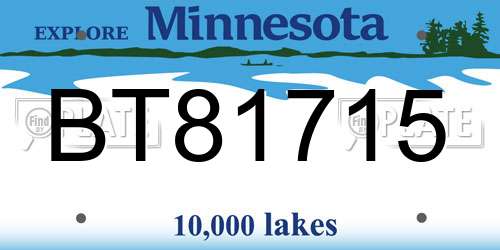 BT81715 Minnesota License Plate