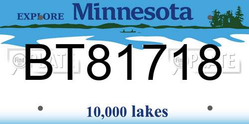 BT81718 Minnesota License Plate