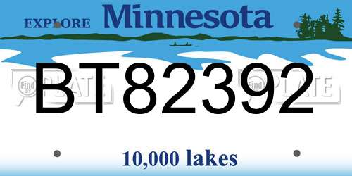 BT82392 Minnesota License Plate